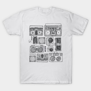 Boomboxes (Black and Gray Ink) T-Shirt